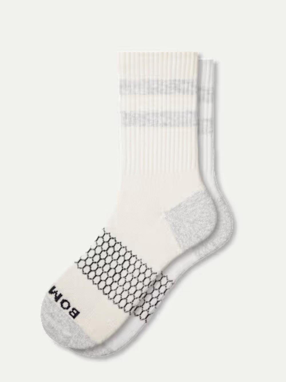 NWOT Bombas Vintage Stripes Half Calf Socks - White With Gray Stripes-Small